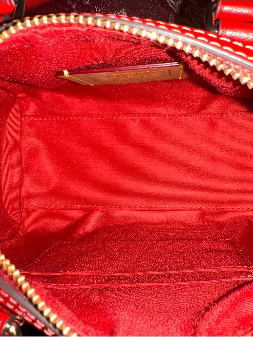 Coach Red Signature Mini Satchel with Gold Hardware